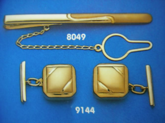 juego gemelos alfiler corbata oro plata