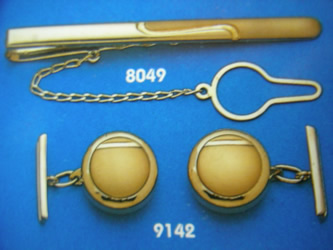 juego gemelos alfiler corbata oro plata