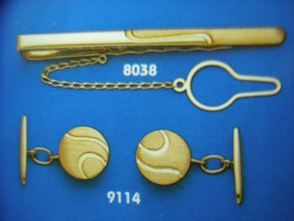 juego gemelos alfiler corbata oro plata