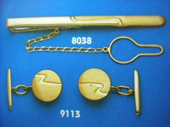 juego gemelos alfiler corbata oro plata