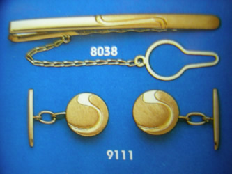juego gemelos alfiler corbata oro plata