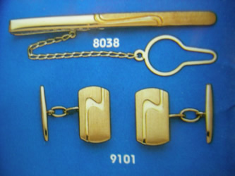 juego gemelos alfiler corbata oro plata