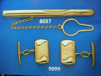 juego gemelos alfiler corbata oro plata