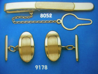 juego gemelos alfiler corbata oro plata