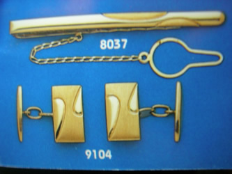 juego gemelos alfiler corbata oro plata