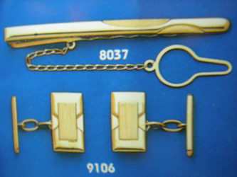 juego gemelos alfiler corbata oro plata
