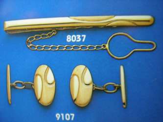 juego gemelos alfiler corbata oro plata