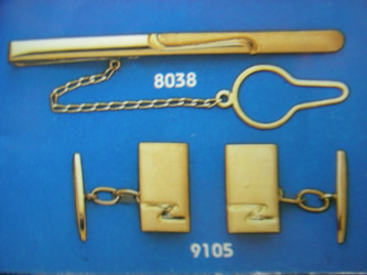 juego gemelos alfiler corbata oro plata