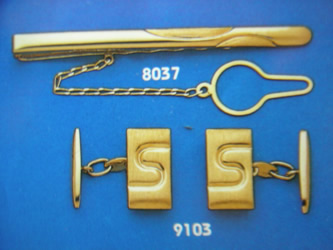 juego gemelos alfiler corbata oro plata