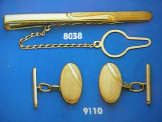 juego gemelos alfiler corbata oro plata
