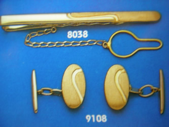 juego gemelos alfiler corbata oro plata