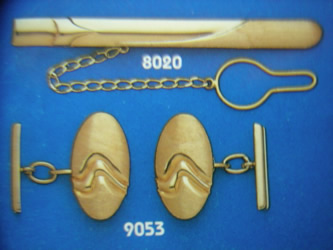 juego gemelos alfiler corbata oro plata