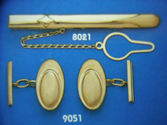 juego gemelos alfiler corbata oro plata