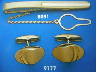 juego gemelos alfiler corbata oro plata