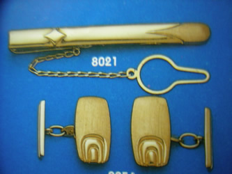 juego gemelos alfiler corbata oro plata