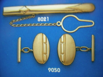 juego gemelos alfiler corbata oro plata