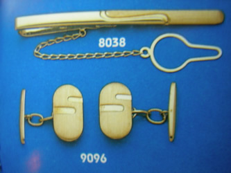 juego gemelos alfiler corbata oro plata