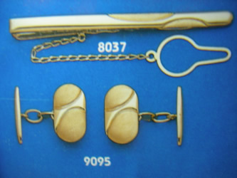 juego gemelos alfiler corbata oro plata