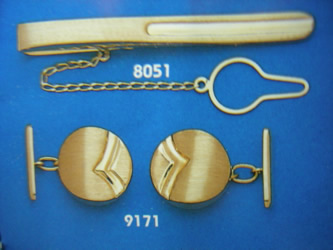 juego gemelos alfiler corbata oro plata