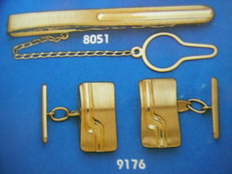 juego gemelos alfiler corbata oro plata