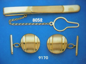juego gemelos alfiler corbata oro plata