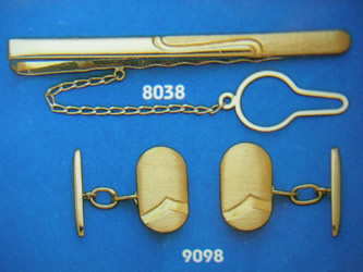juego gemelos alfiler corbata oro plata