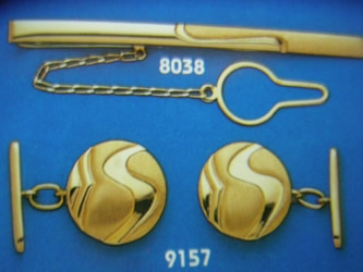 juego gemelos alfiler corbata oro plata