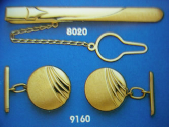 juego gemelos alfiler corbata oro plata