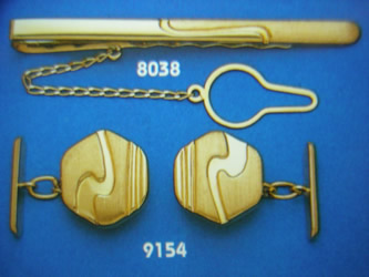 juego gemelos alfiler corbata oro plata