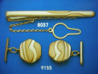 juego gemelos alfiler corbata oro plata