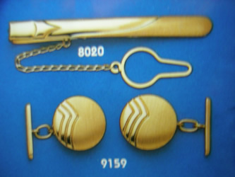 juego gemelos alfiler corbata oro plata