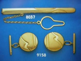 juego gemelos alfiler corbata oro plata