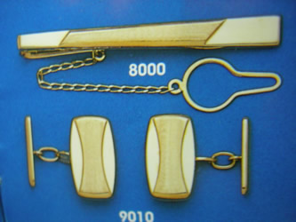 juego gemelos alfiler corbata oro plata