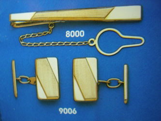 juego gemelos alfiler corbata oro plata