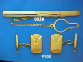 juego gemelos alfiler corbata oro plata