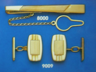 juego gemelos alfiler corbata oro plata