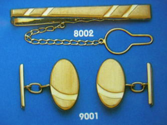 juego gemelos alfiler corbata oro plata