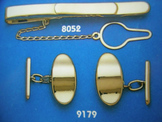 juego gemelos alfiler corbata oro plata
