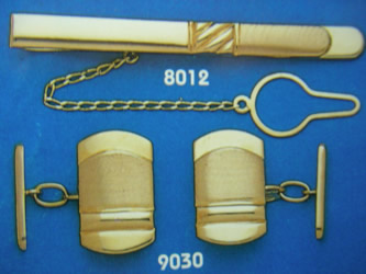 juego gemelos alfiler corbata oro plata