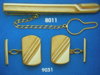 juego gemelos alfiler corbata oro plata
