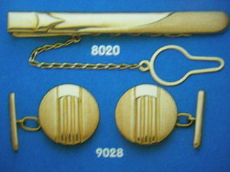 juego gemelos alfiler corbata oro plata