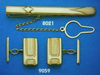 juego gemelos alfiler corbata oro plata