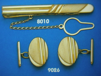 juego gemelos alfiler corbata oro plata
