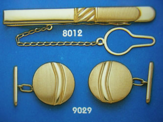 juego gemelos alfiler corbata oro plata