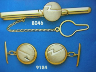 juego gemelos alfiler corbata oro plata