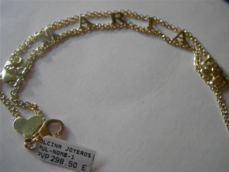 pulsera nombre oro plata