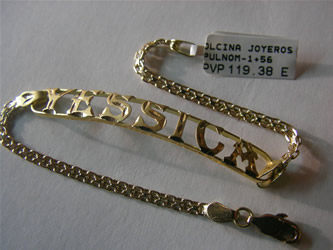 pulsera nombre oro plata